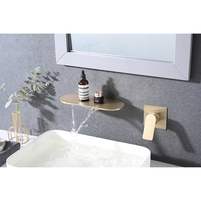 Modern Wall Mount Bathtub Faucet - Brushed Gold
