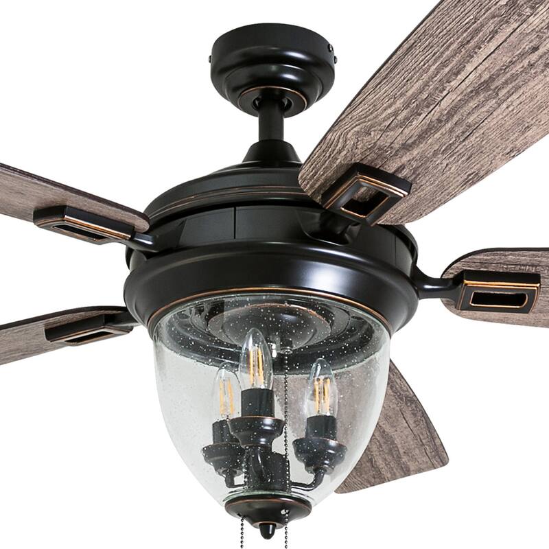 52" Honeywell Glencrest Espresso Indoor/Outdoor LED Ceiling Fan with Light, Pull Chain, ETL Damp Rated