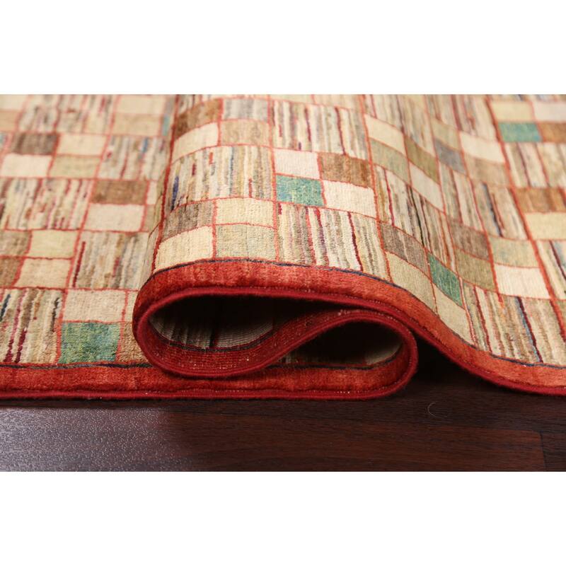 Geometric Gabbeh Kashkoli Oriental Wool Area Rug Hand-knotted Carpet - 3'3" x 4'11"