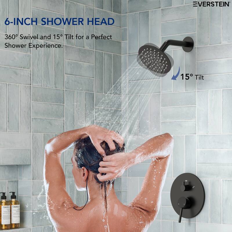 6" Dual-Function Tub and Shower Faucet Set, Modern Tub And Shower Trim Kit Valve Included