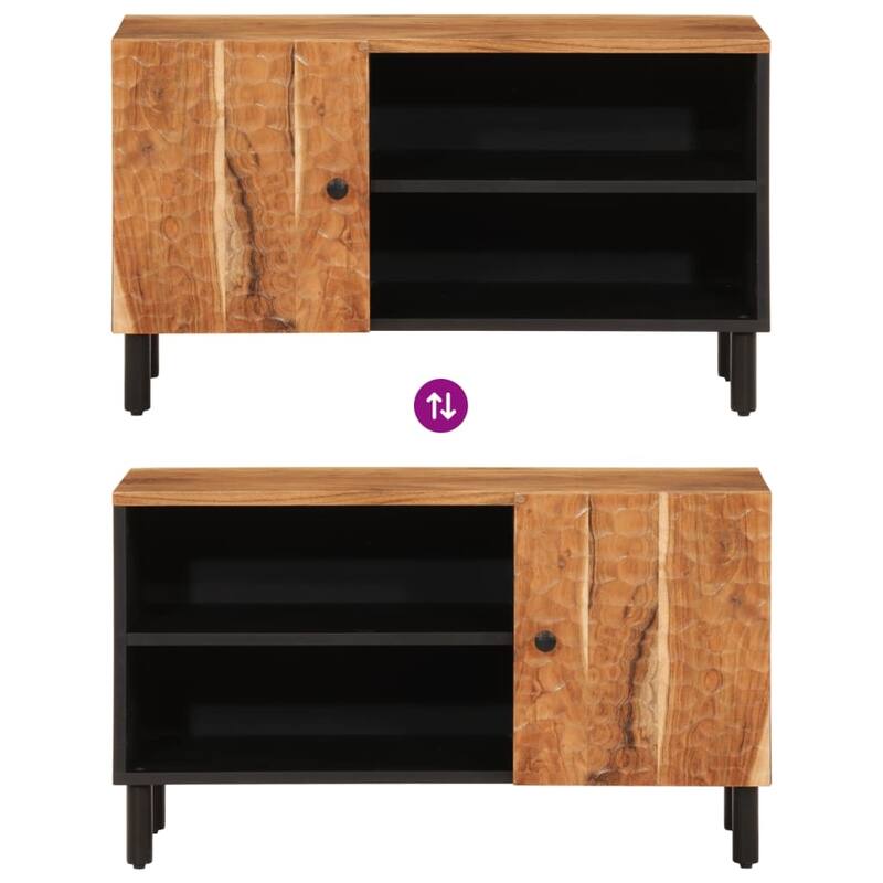 vidaXL TV Cabinet Natural Wood Solid Acacia wood, Engineered wood, Iron - 13.0 x 31.5 x 18.1 in