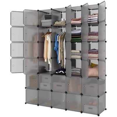 Modular Closet Organizer Cabinet, 30 Cube Wardrobe Cubby Shelving Storage