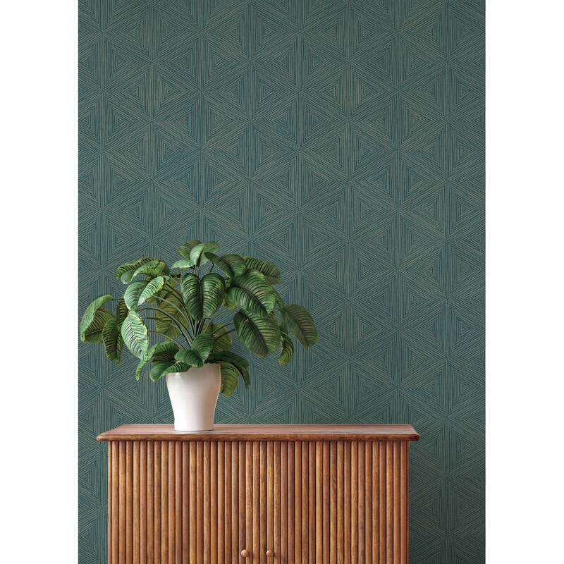 A-Street Prints Anara Teal Geo Faux Grasscloth Wallpaper