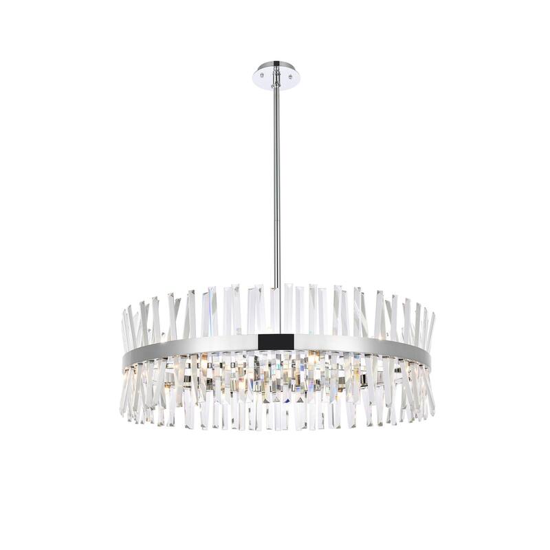 Indigo Home 36 inch crystal round chandelier light - Chrome