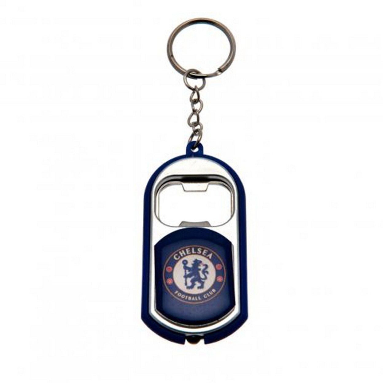 Chelsea FC Italian Leather Keyring One Size Black//Silver
