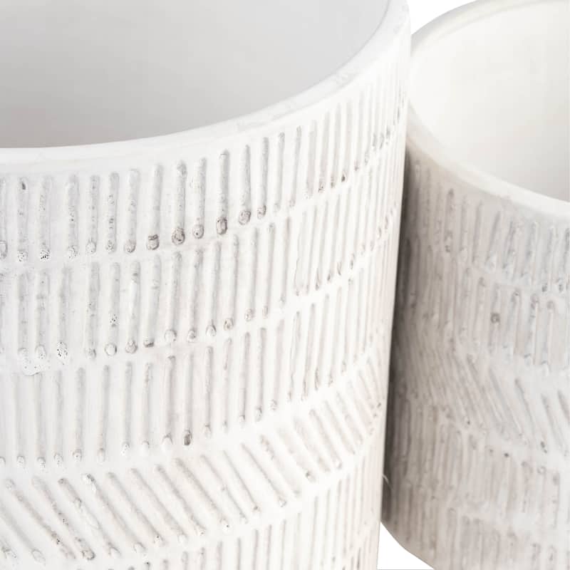 Ceramic Patterned Footed Planter - Set of 2 - 6" - 8"