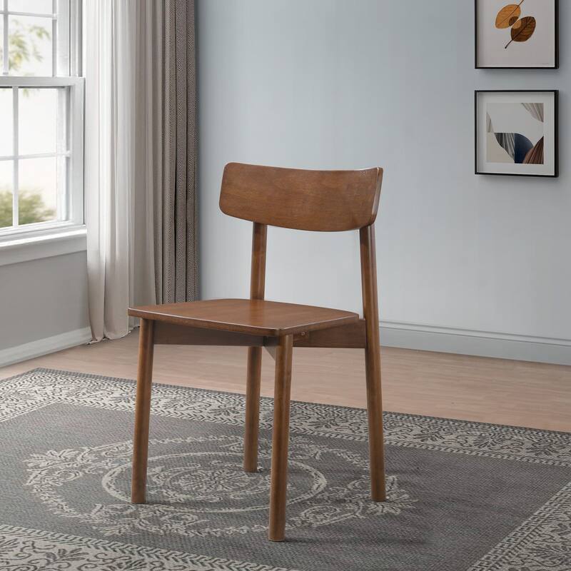 GDFStudio - Mid-Century Modern Solid Wood Dining Chair Set with Contoured Seat Design and Curved Backrest, Set of 2 - 17.7"