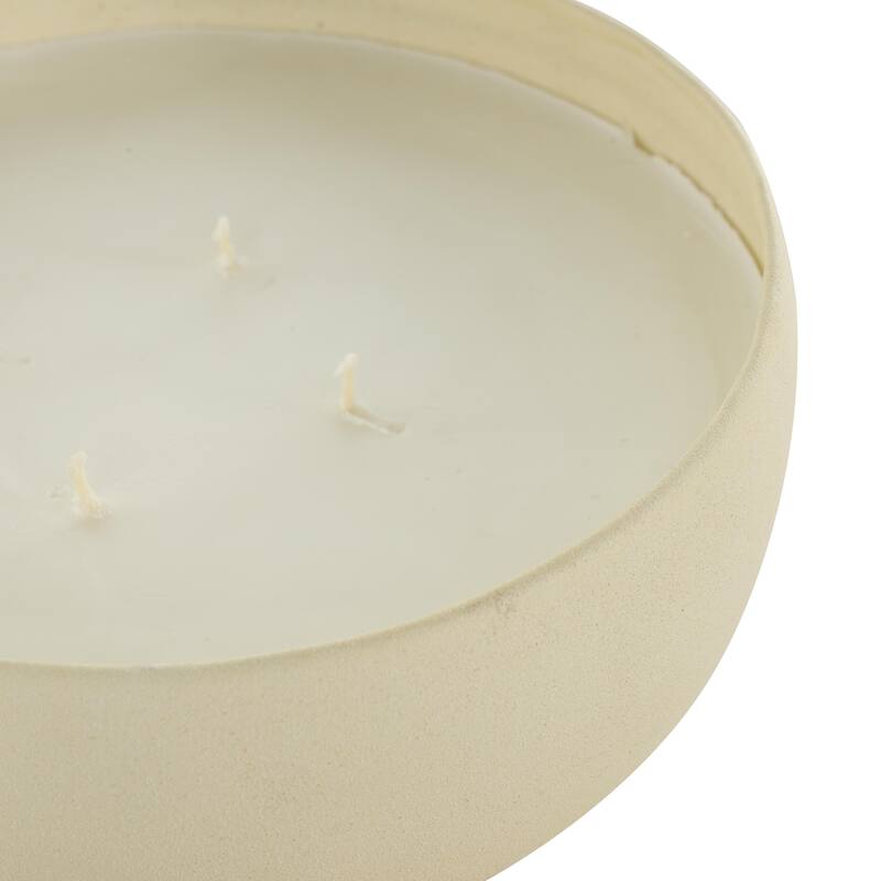 Beige, Black or Cream Metal Scented Textured 34oz 4 Wick Decorative Candle with White Wax