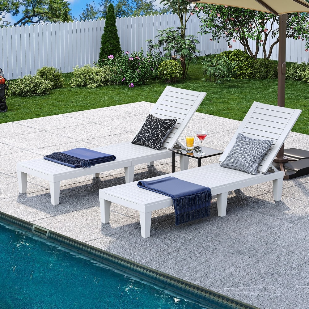 Outdoor Chaise Lounge Chairs (Set of 2) with Adjustable Backrest