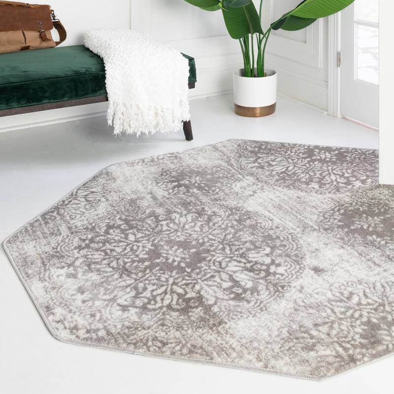 Transitional Fredo Collection Area Rug - 5'x5' Octagon - Light Gray