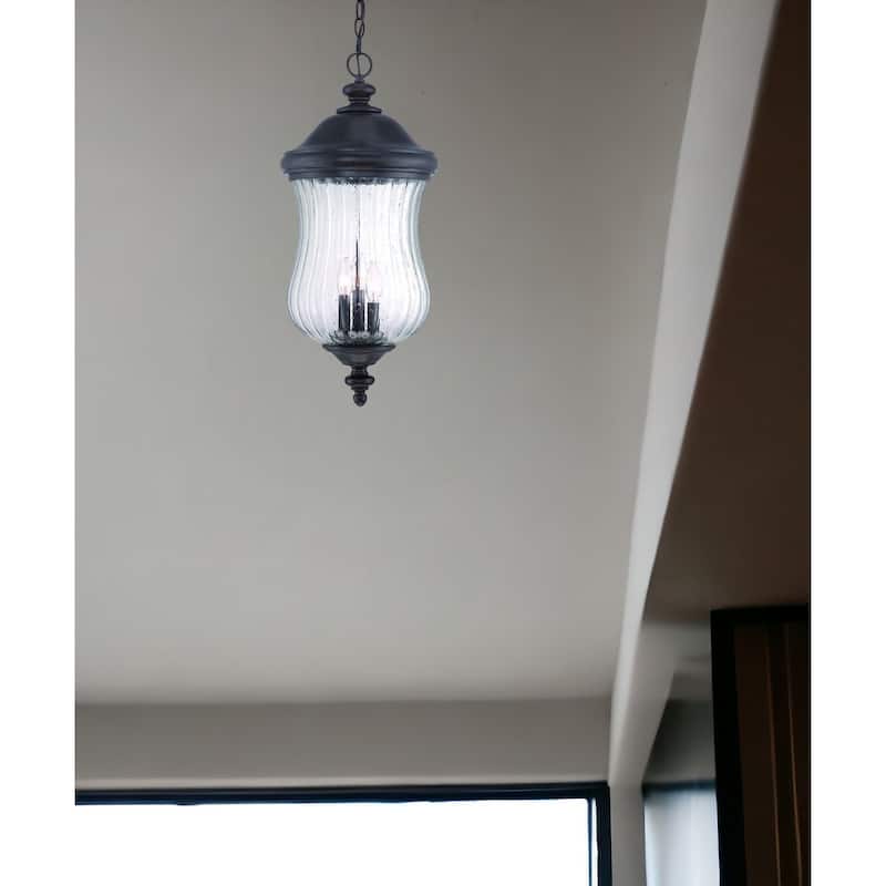 HomeRoots XL Three Light Matte Black Urn Shaped Hanging Light - 11.5' X '25.25' X '11.5 - 11.5' X '25.25' X '11.5