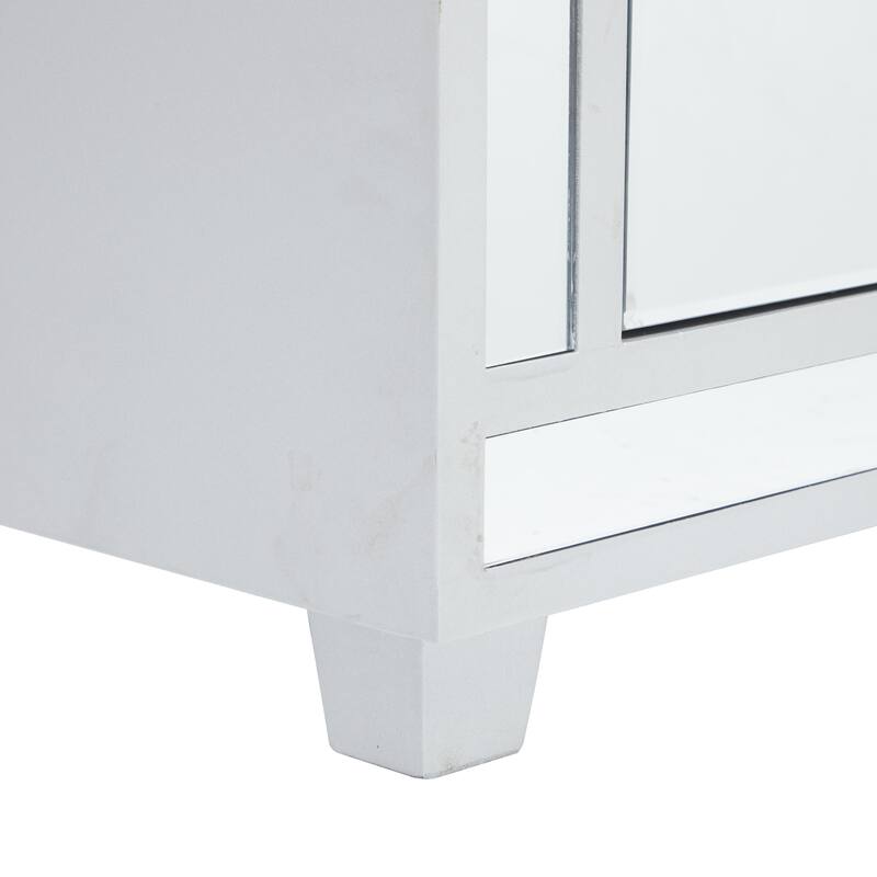 Gray Velvet Mirrored 3 Drawer Room Storage Bench with Upholstered Seat