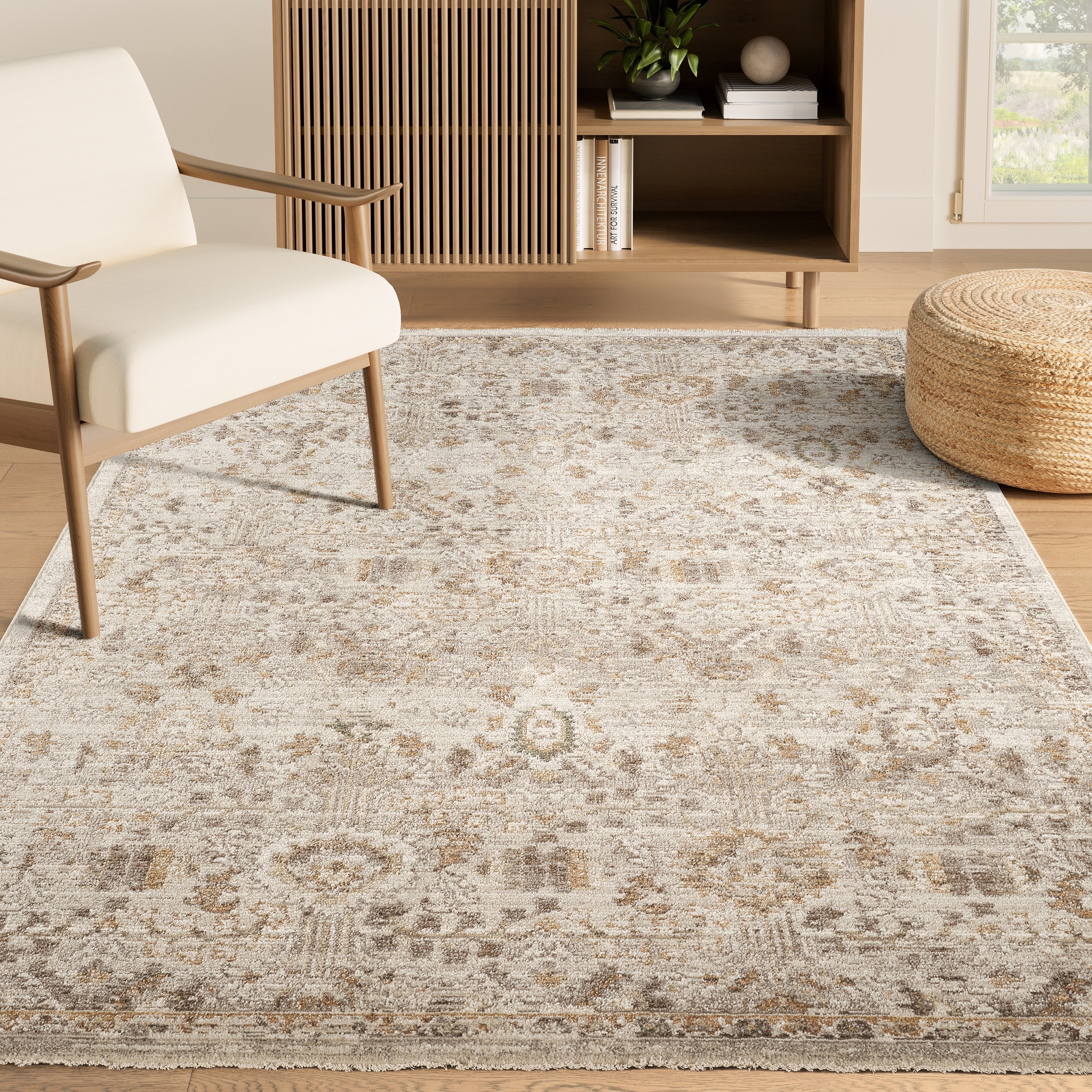 Abani Rugs EVE140A Evelyn Vintage-Inspired Cream Taupe Area Rug