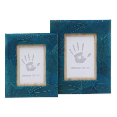 Novica Handmade Autumn Spirit In Blue Natural Fiber Photo Frames (Pair)