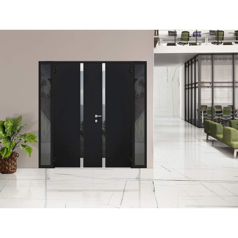 VDOMDOORS | Front Door Exterior Door | Fiberglass | Door Slab | 18x80, Black Entry Door Steel Entry Door Prehung Exterior Door