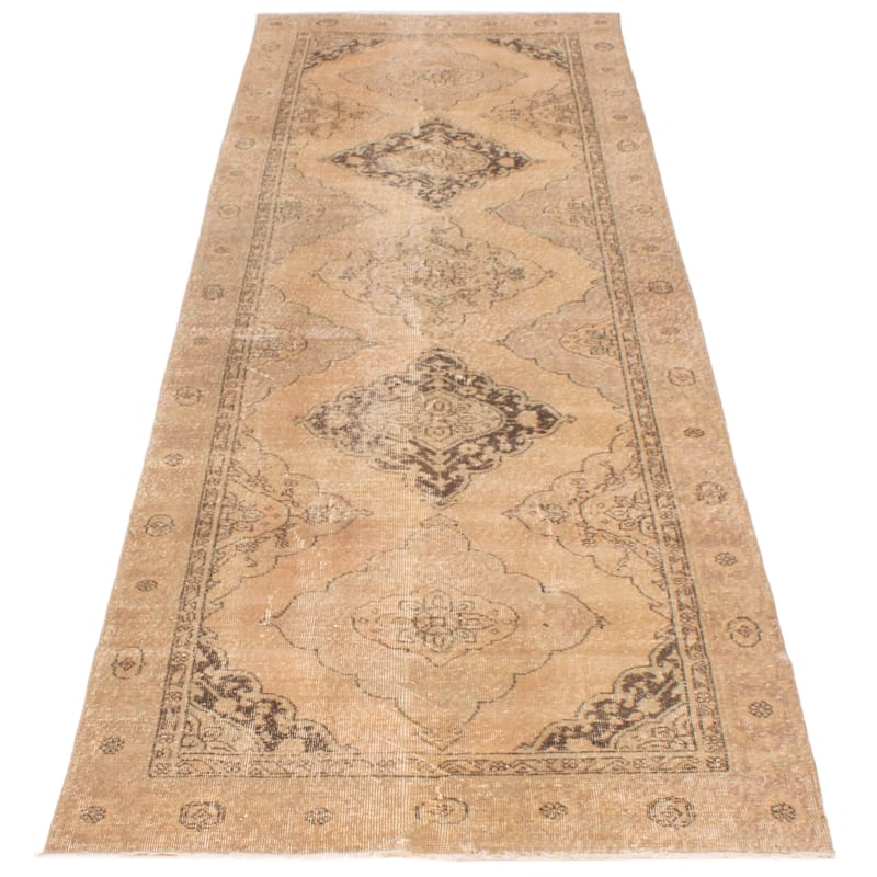 ECARPETGALLERY Hand-knotted Antalya Vintage Tan Wool Rug - 4'5 x 12'7