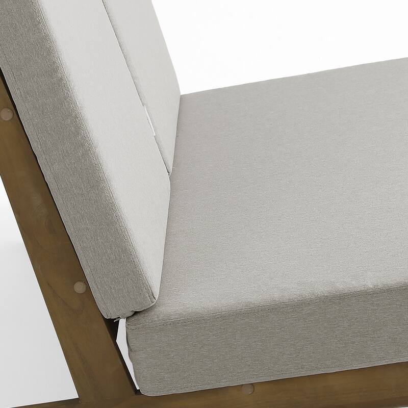 Teak Outdoor Armless Lounge Chair Set Loveseat with Cushions