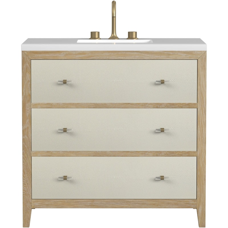 James Martin Vanities D604-V36-3WZ Celeste 36" Single Basin Wood - Sunwashed Oak / Embossed Shagreen - Oak Finish