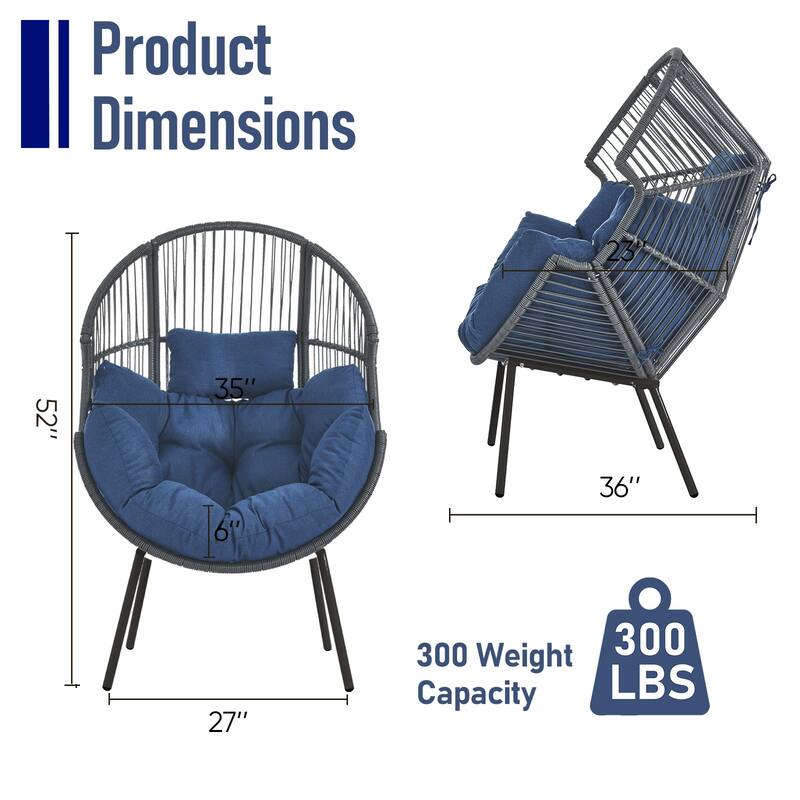 Outdoor Wicker Egg Chair with Removable Cushion