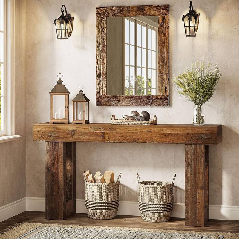 63" Wooden Console Table, Rectangular Sofa Table for Behind Couch, Entryway, HallwayLiving Room
