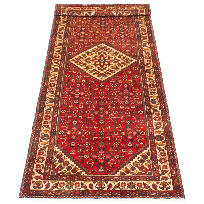 ECARPETGALLERY Hand-knotted Andelz Red Wool Rug - 3'6 x 9'9