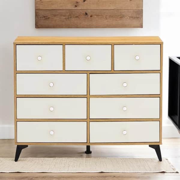slide 2 of 15, Versatile Design 9 Drawers Spacious Storage Dressers Natural