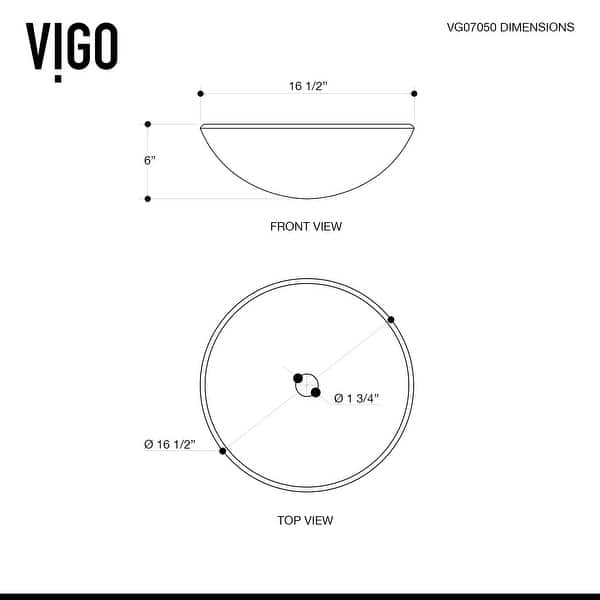 dimension image slide 1 of 2, VIGO Giovanni 17"L x 17"W Glass Vessel Sink and Seville 13"H Faucet Set