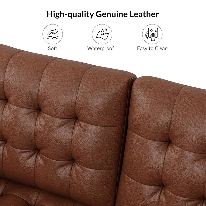 Aurora Genuine Leather Ottoman with Tufted Design by HULALA HOME