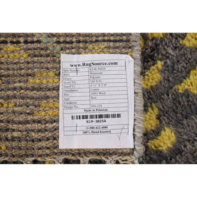 Trellis Geometric Moroccan Oriental Accent Rug Handmade Wool Carpet - 3'0" x 4'11"