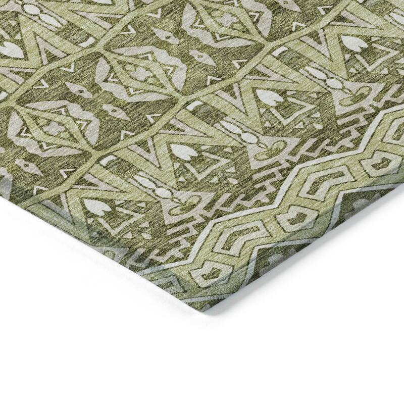 Machine Washable Indoor/ Outdoor Chantille Mosaic Global Rug