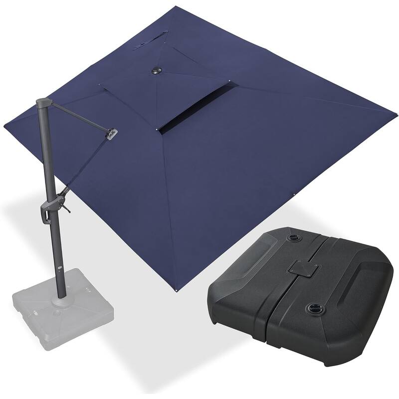 PURPLE LEAF Premium Rectangular Patio Cantilever Umbrellas with Tilt-and-Crank with Base