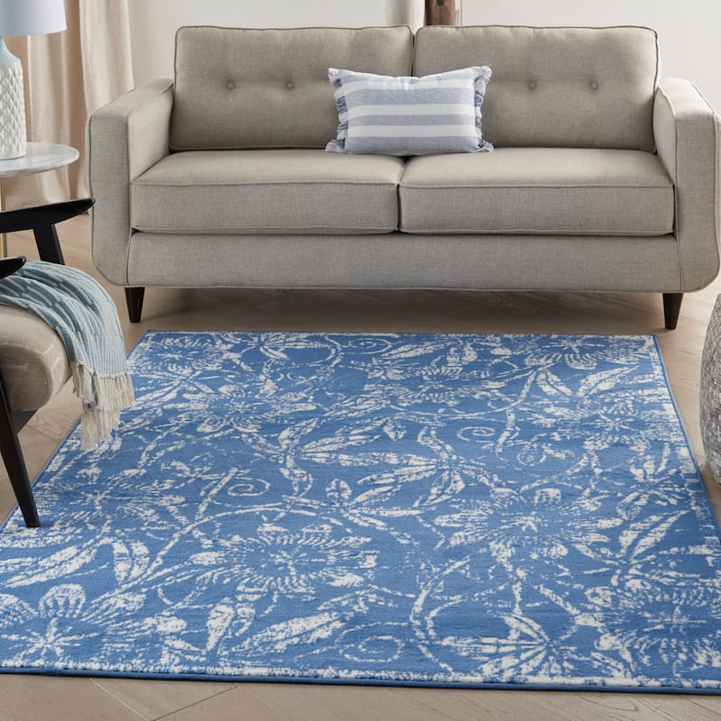 Nourison Whimsicle Country Farmhouse Floral Area Rug - 5' x 7' - Blue
