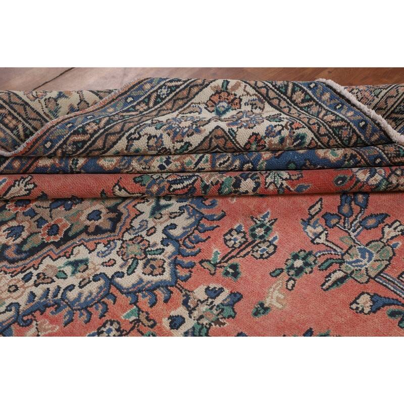 Vintage Hamedan Persian Vintage Area Rug Handmade Wool Carpet - 8'10"x 11'3"