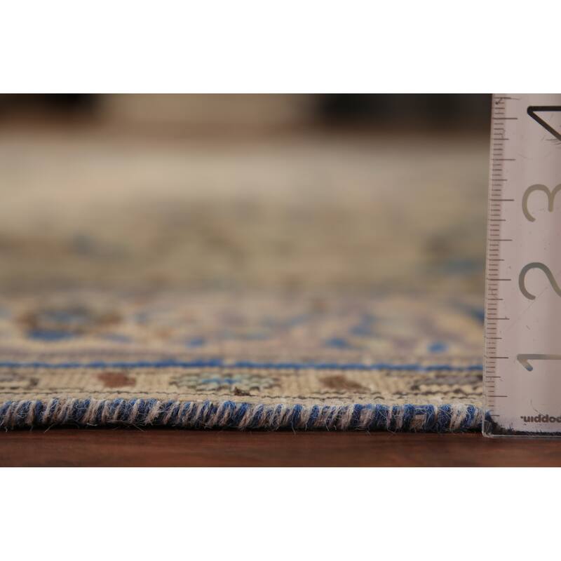 Geometric Tabriz Persian Area Rug Handmade Beige Wool Carpet - 7'8"x 11'3"