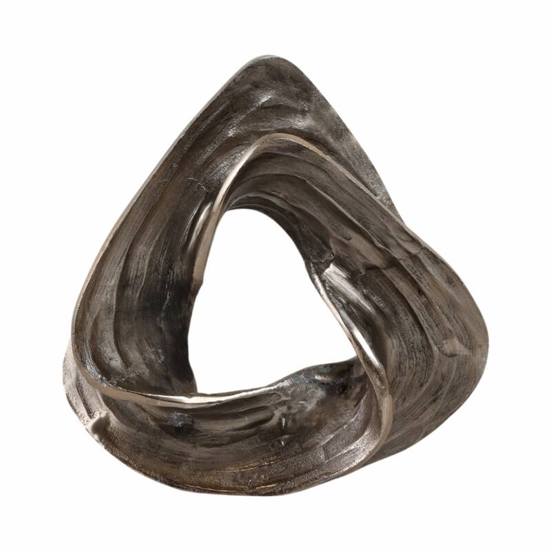 Metal Sculpture with Abstract Swirl Metallic Finish Accent - 10" Gold - 10" x 4" x 10"