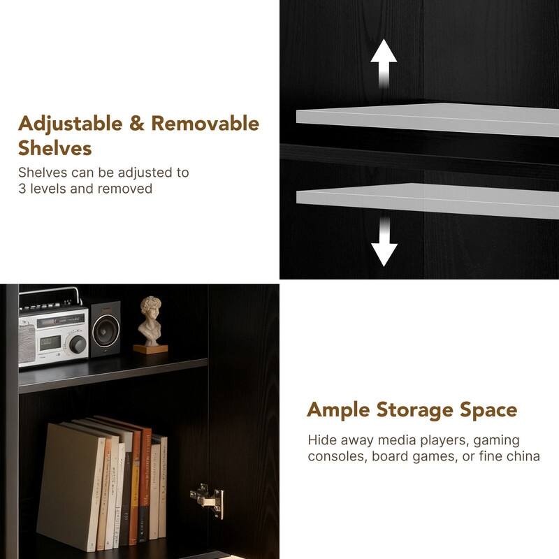 Spruce & Spring 31.5" Modern Industrial Sideboard Cabinet Storage Cabinet