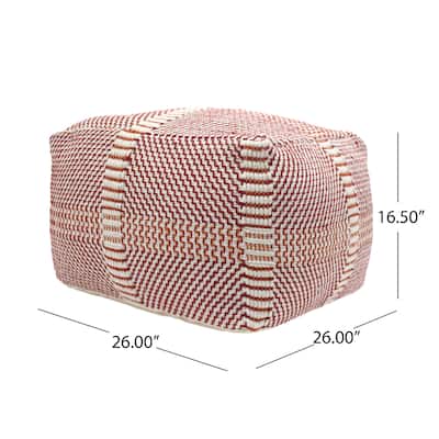 Morro Bay Hcrafted Water resistant Pouf,Comfortable choice, multiple functions, classic design, and cozy corners Red Multi