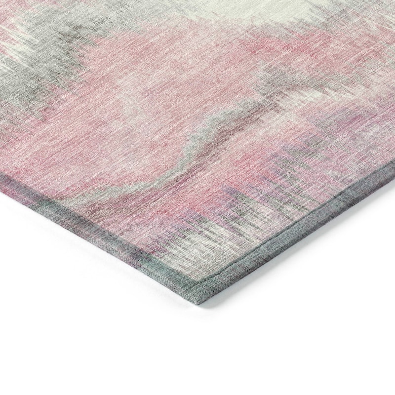 Machine Washable Indoor/ Outdoor Abstract Watercolor Chantille Rug