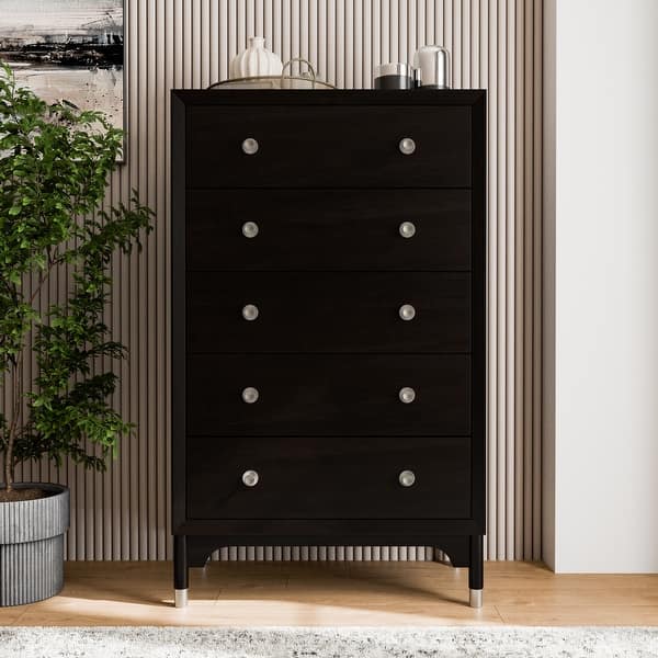 black 5 drawer chest dresser Latimer Black Chest