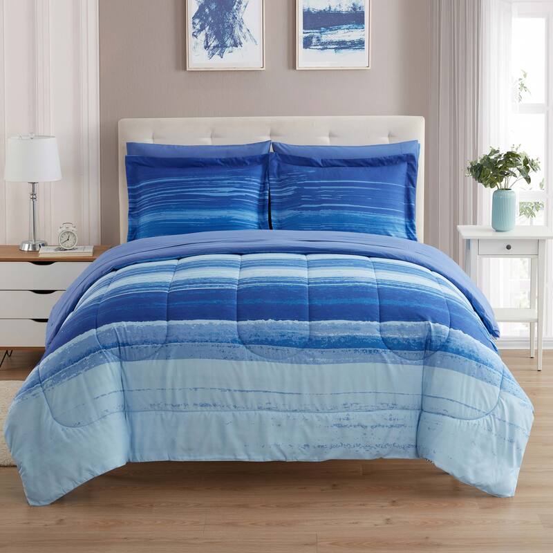 7-Piece Printed Bed in a Bag Comforter and Sheet Sets - Siena - Twin