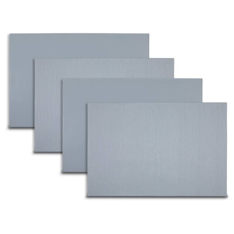 Dainty Home Ridges Premium Vegan Leather Reversible 2 Pattern Rectangular Placemat Set Of 4 - Slate Blue