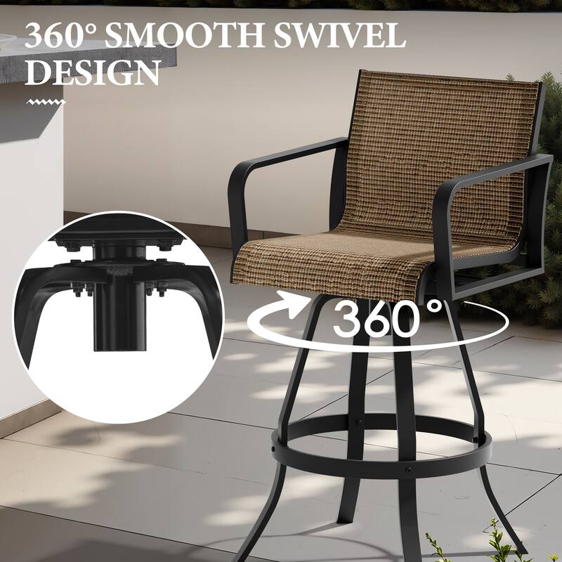 Outdoor Indoor Patio Aluminum Premium Sunbrella Fabric Swivel Barstools