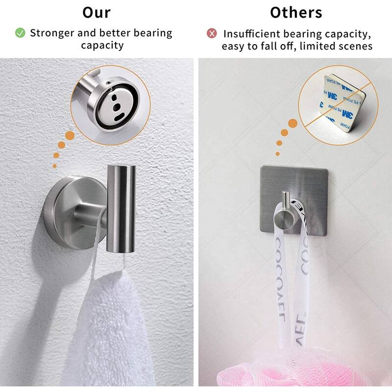 8-Piece Wall Mount Bathroom Hardware Set 23'' Bathroom Towel Bar Toilet Paper Holder Robe Hooks Stainless Steel Accessories Set