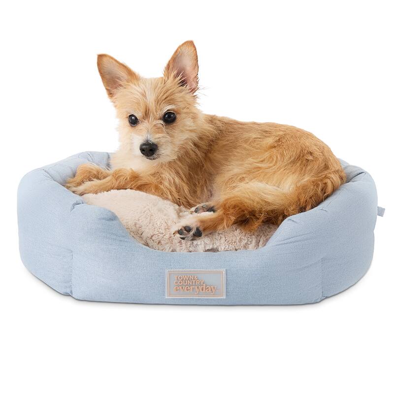 TOWN & COUNTRY EVERYDAY CuddleTown Faux Linen Comfy Cozy Cuddler Pet Bed