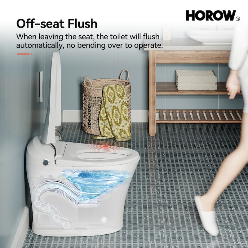 HOROW Tankless Elongated Smart Bidet Toilet with Heated Seat, Warm Water Washing and Remote Control