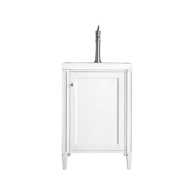 James Martin Vanities Britannia 24" Single Vanity Cabinet, w/Glossy White Composite Stone Countertop