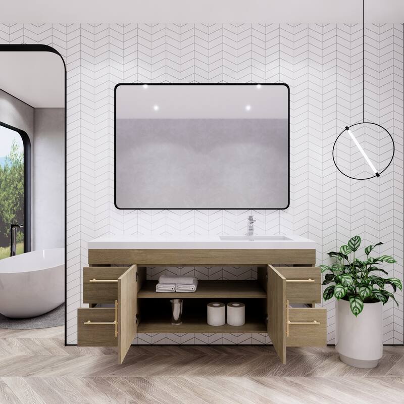 Eliza 60'' Wall Mounted Vanity with Single Sink on the Right