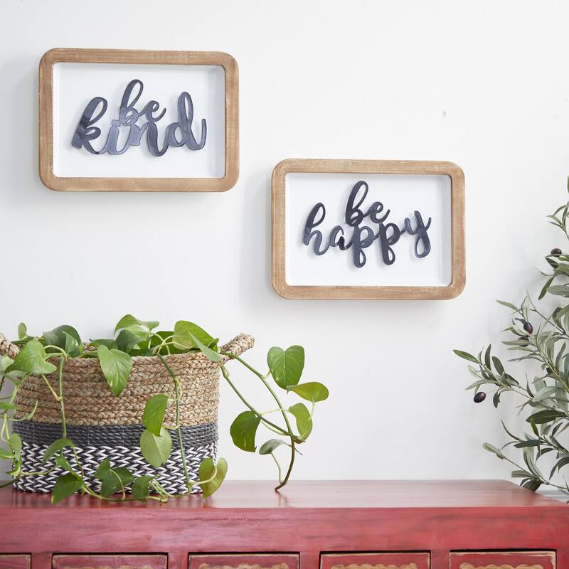 Wood Sign Wall Decor - Set of 2 White - Roche River Decor
