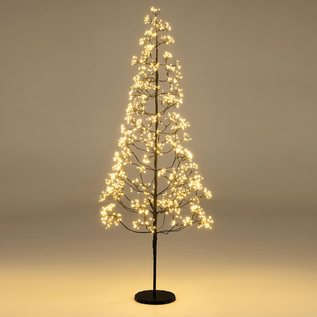 Costway 5/6/7 FT Lighted Alpine Tree with 1500 White LED Lights,