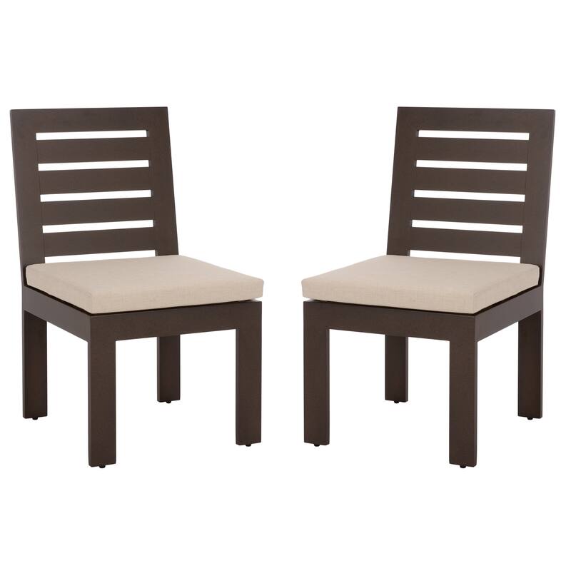 SAFAVIEH Outdoor Living Fash Dining Chair (Set of 2) - Brown/Taupe